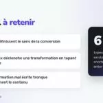 L'essentiel à retenir : from et to définissent le sens de la conversion ; Le type prefix déclenche une transformation en tapant un caractère ; Une transformation mal écrite tronque silencieusement le contenu