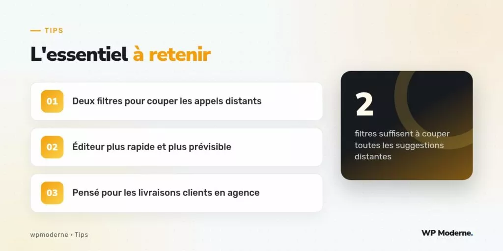 L'essentiel à retenir : Deux filtres pour couper les appels distants ; Éditeur plus rapide et plus prévisible ; Pensé pour les livraisons clients en agence