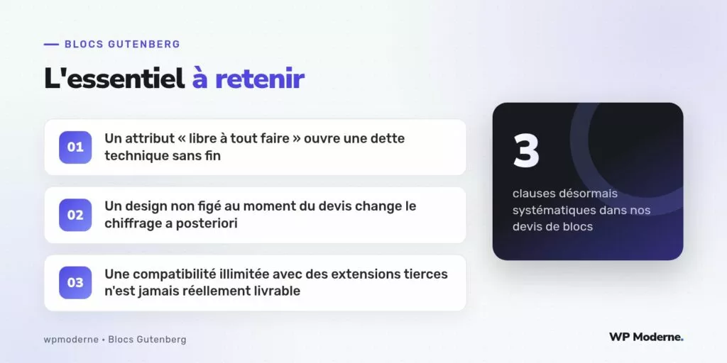 L'essentiel à retenir : Un attribut « libre à tout faire » ouvre une dette technique sans fin ; Un design non figé au moment du devis change le chiffrage a posteriori ; Une compatibilité illimitée avec des extensions tierces n'est jamais réellement livrable